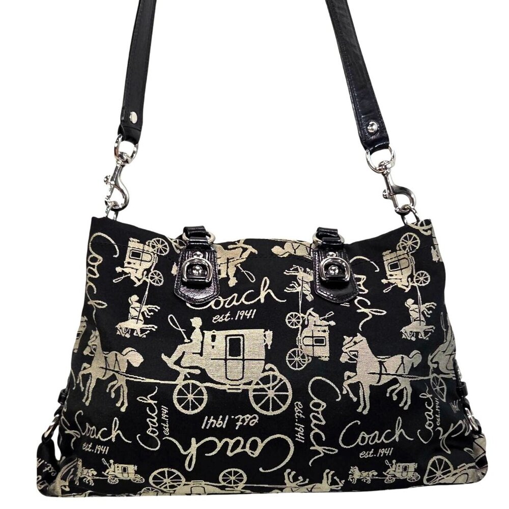 Coach Ashley F15656 Black Horse & Carriage Anniversary Satchel Handbag Purse - Picture 5 of 15